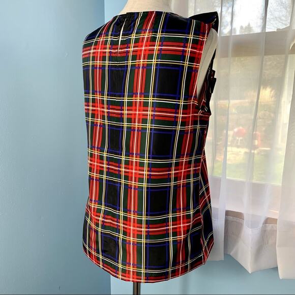 J. Crew Stewart Plaid Ruffle Front Sleeveless Top - Picture 5 of 7